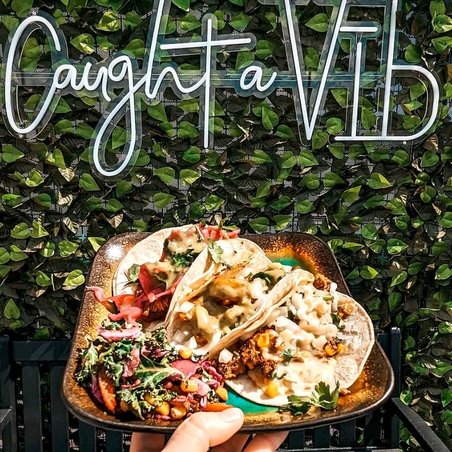 Tempe Taco Supply "Caught a Vīb" sign